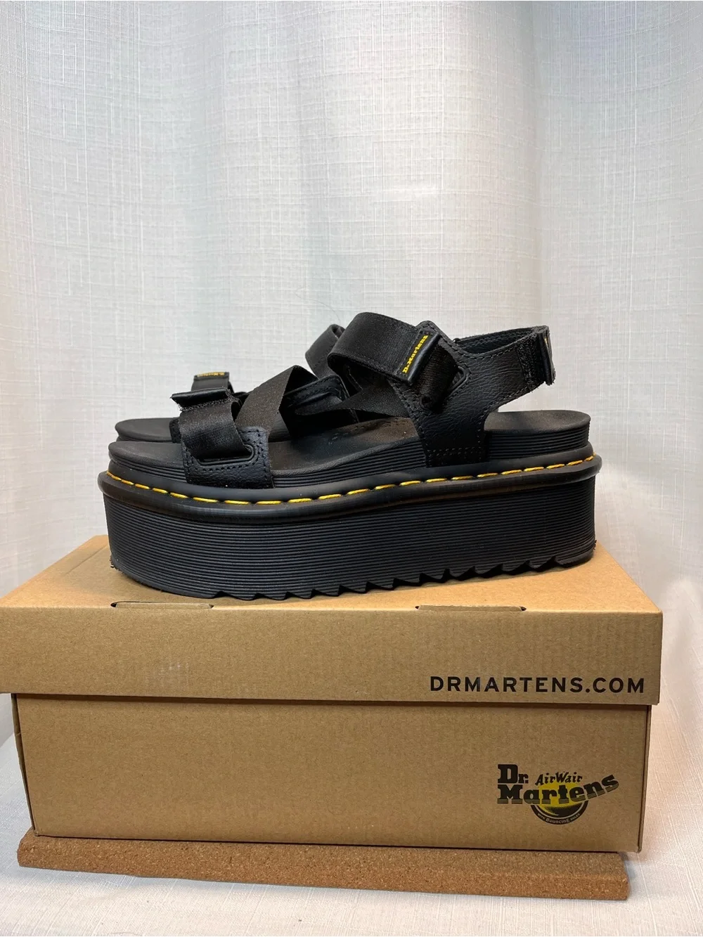 Dr. Martens Kimber II Platform Sandals Black Athena Webbing Size US 8